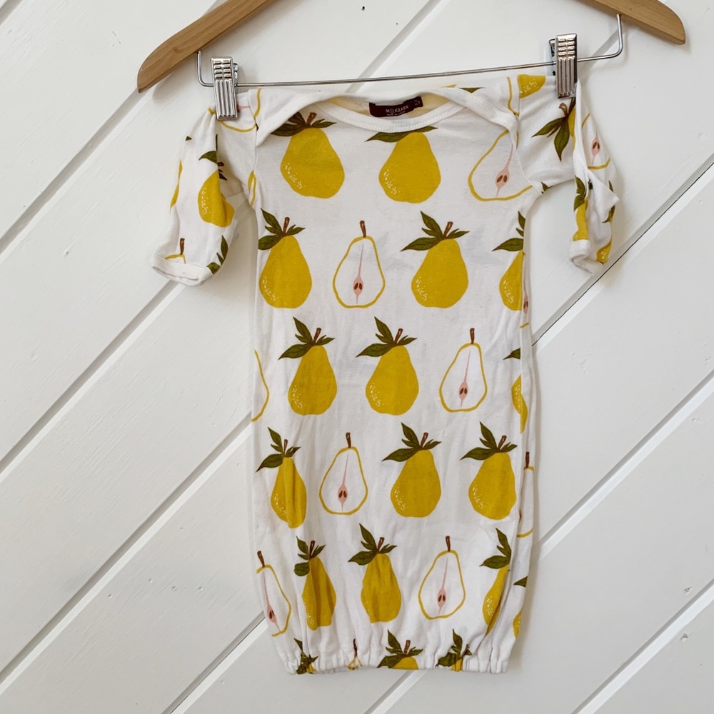 MILKBARN pear newborn sleep gown, 0-3m